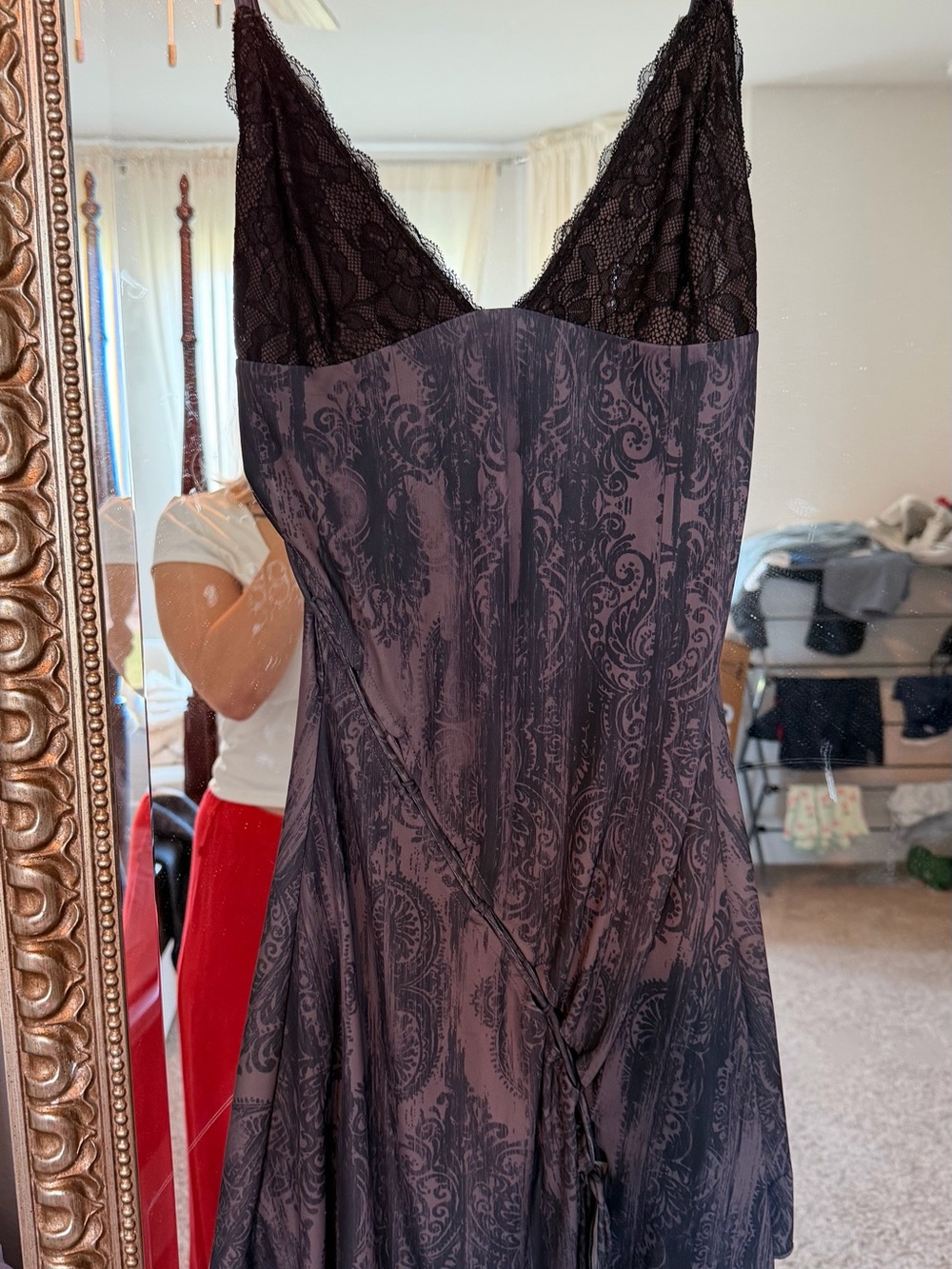 White Fox Boutique Black Lace Trimmed Paisley Mini Dress